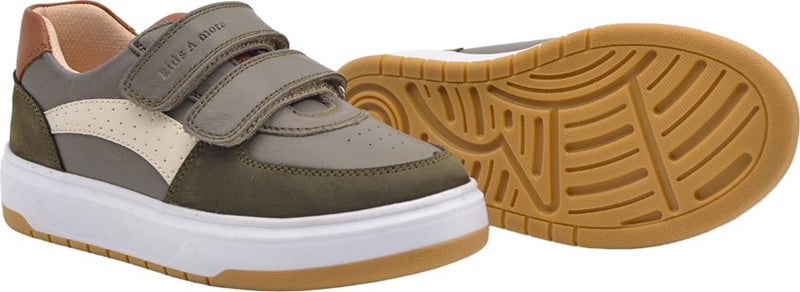 Kids A More Paus Double Velcro Leather Boy Shoes Khaki - Image 2