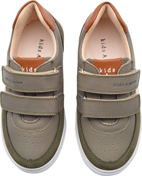 Kids A More Paus Double Velcro Leather Boy Shoes Khaki - Image 5