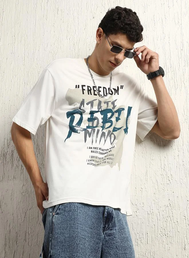 Hubberholme Freedom Graphic Print Oversized T-Shirt by Styli