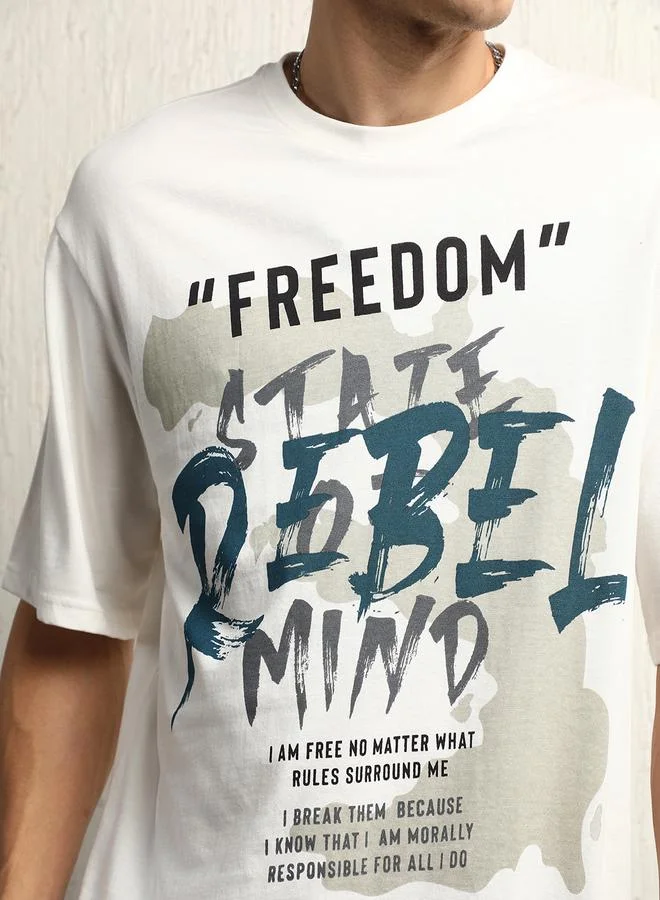 Hubberholme Freedom Graphic Print Oversized T-Shirt by Styli