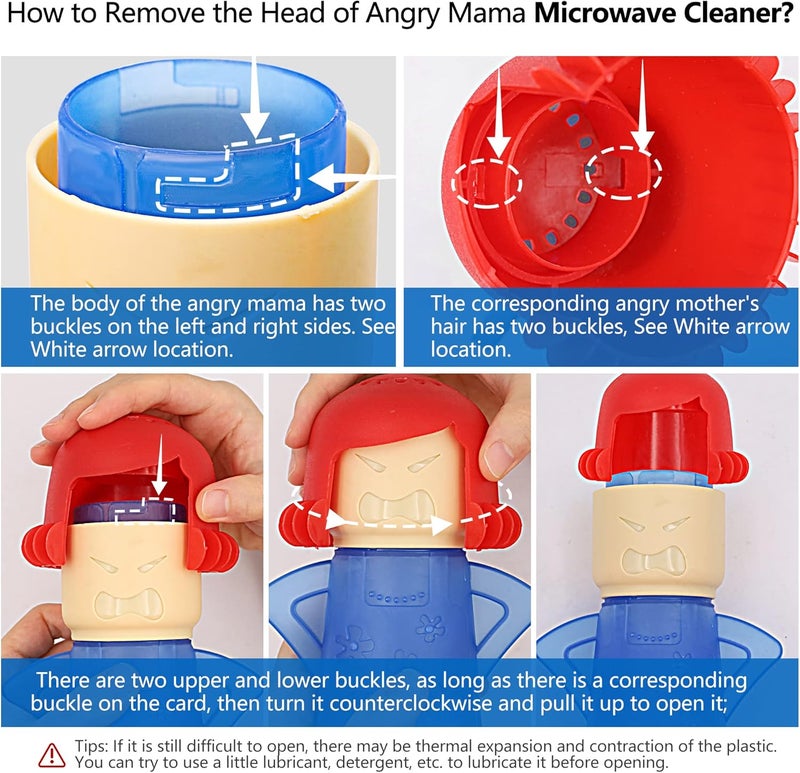 Abnaok Microwave Cleaner, Angry Mama Microwave Cleaner Microwave Oven Steam Cleaner Easily Clean in Minutes Cleans Add Vinegar and Water for Home or Office with English Manual (Blue) - Image 5