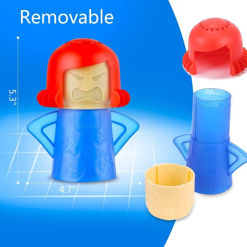 Abnaok Microwave Cleaner, Angry Mama Microwave Cleaner Microwave Oven Steam Cleaner Easily Clean in Minutes Cleans Add Vinegar and Water for Home or Office with English Manual (Blue) - Image 2