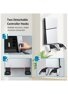 PGTECH PS5 Slim Wall Mount Stand 2023 (Disc And Digital Edition) With 2 Removable Controller Holder , Screw Fixing (Black)  - Image 3