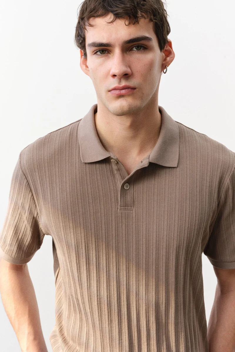 H&M Slim Fit Textured jersey polo shirt
