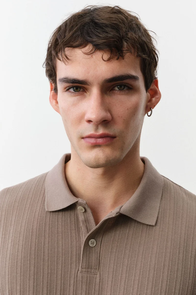 H&M Slim Fit Textured jersey polo shirt