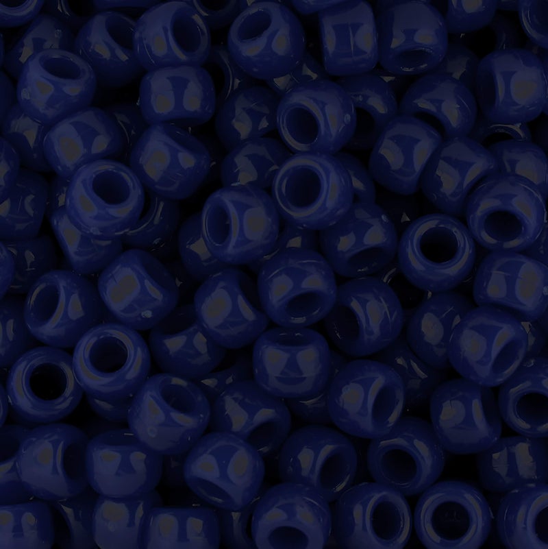 Navy Blue Crow Beads Pony Beads Made in USA 6x9mm Large Hole