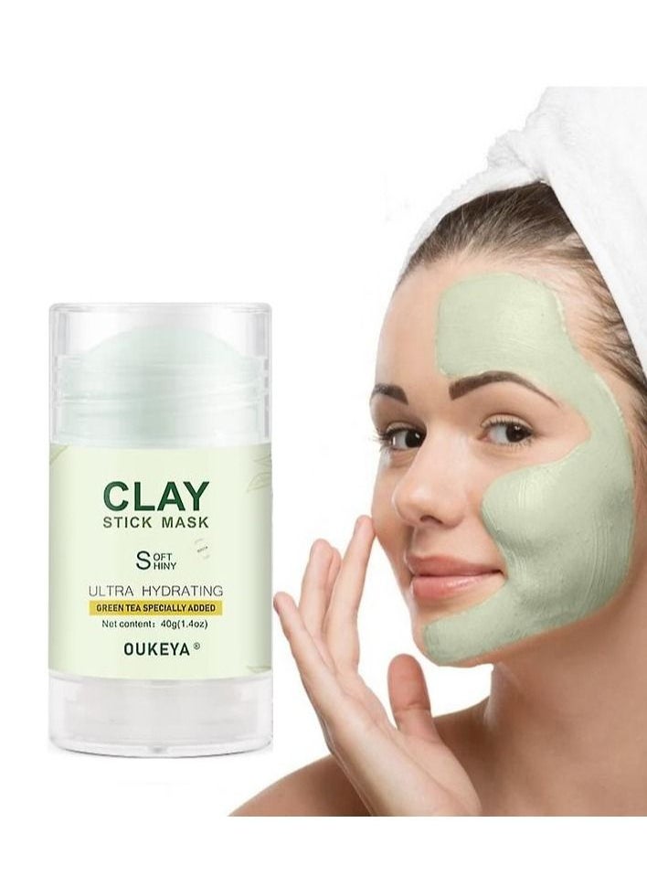 OUKEYA - Green Tea Mask Stick Deep Cleanse Green Mask Stick Purifying Clay Mask Stick with Green Tea Extract Deep Pore Cleansing Moisturizing Oil Control Removes Blackheads for All Skin Types 40g - Image 1