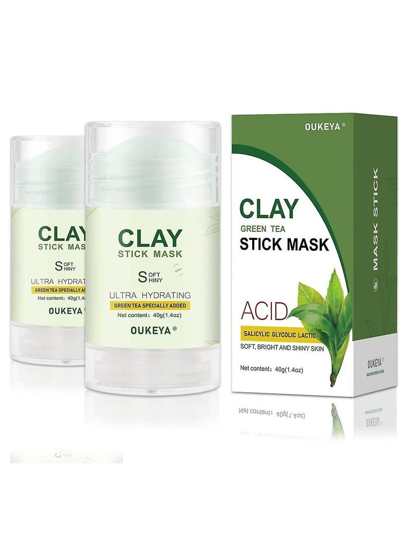 OUKEYA - Green Tea Mask Stick Deep Cleanse Green Mask Stick Purifying Clay Mask Stick with Green Tea Extract Deep Pore Cleansing Moisturizing Oil Control Removes Blackheads for All Skin Types 40g - Image 1