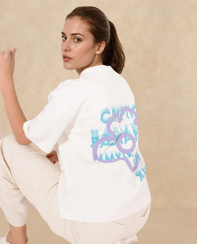 Rareism Women's Oversized Cotton T-Shirt