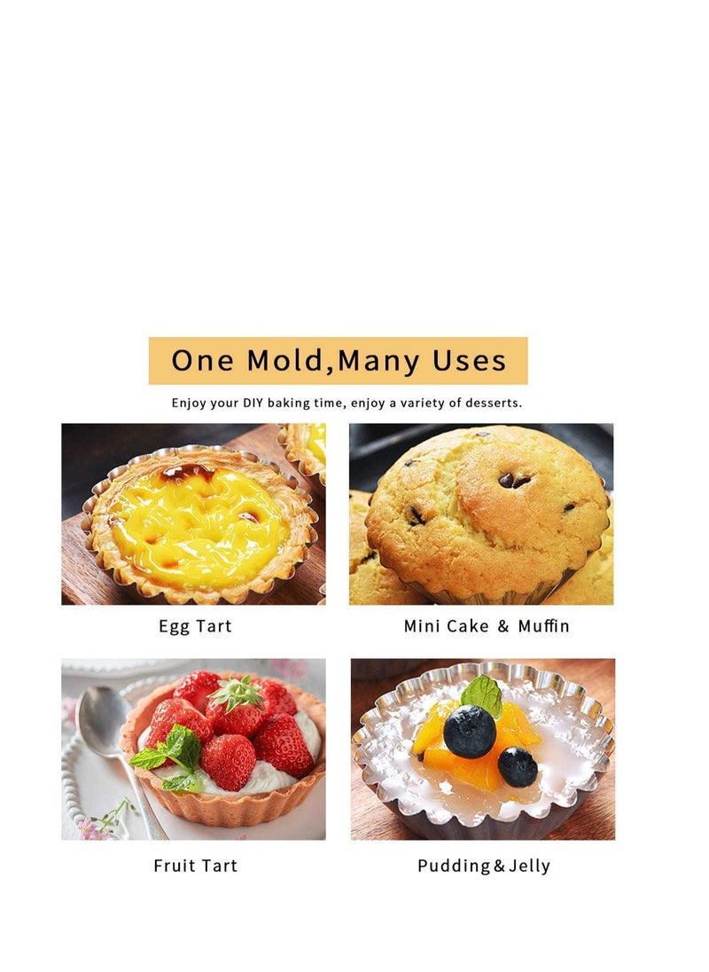 SYOSI - Egg Tart Molds 24 Pcs, Non-Stick and Reusable Tart Pan for Baking, Aluminum Mini Mould for Tarts, Pies, Cupcakes, Mini Cakes, Pudding, Jello and Chocolate - Image 1