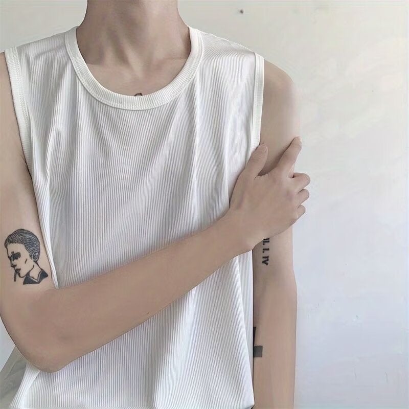 2024 Summer Youth Hong Kong Style Fashionable Sleeveless Short-Sleeved Popular Simple All-Match Vest Waistcoat - Image 3