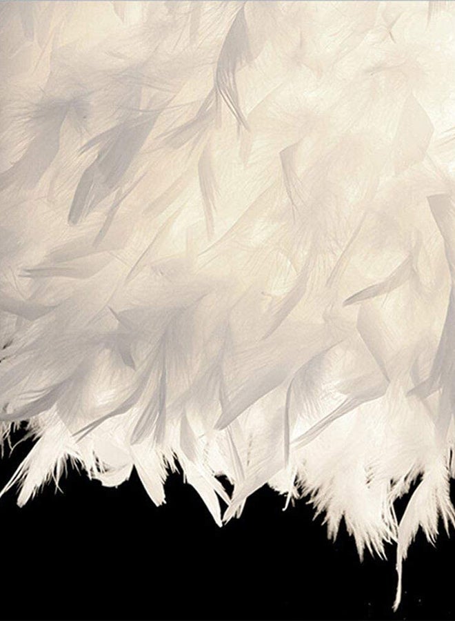Portable Modern Style Antique Designed Decorative Table Lamp With Feather Lampshade White/Silver 13x13x24cm  - Image 4
