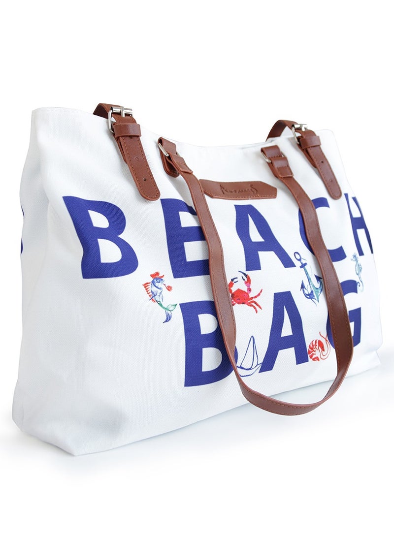 Anemoss Women's Beach Tote Bag, Waterproof Sandproof Hand Bags, Lightweight Fashionable Shoulder Bag, Large Capacity, Beach Design Bag for Picnic Shopping, Gifts for Women and Girls - Image 5