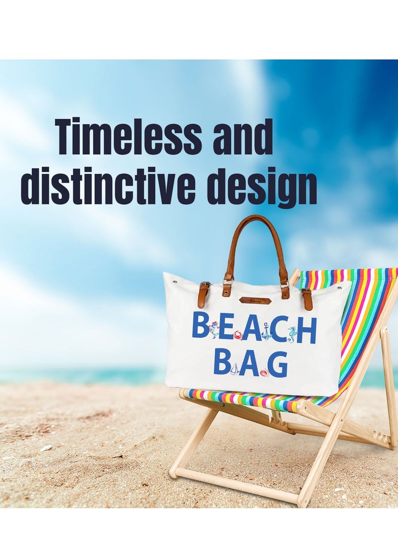 Anemoss Women's Beach Tote Bag, Waterproof Sandproof Hand Bags, Lightweight Fashionable Shoulder Bag, Large Capacity, Beach Design Bag for Picnic Shopping, Gifts for Women and Girls - Image 3