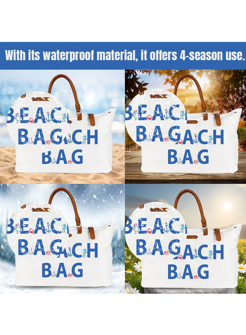Anemoss Women's Beach Tote Bag, Waterproof Sandproof Hand Bags, Lightweight Fashionable Shoulder Bag, Large Capacity, Beach Design Bag for Picnic Shopping, Gifts for Women and Girls - Image 4
