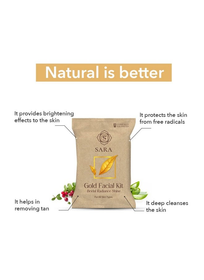 SARA SOUL OF BEAUTY - Sara Gold Facial Kit, 43Gm | With 6 Easy Step Organic Facial Kit For Natural Golden Glow & Radiant Skin + Sara D-Tan Pedicure Manicure Kit For Soft & Relaxed Hands And Feet, (2 X 50Gm) - Image 1