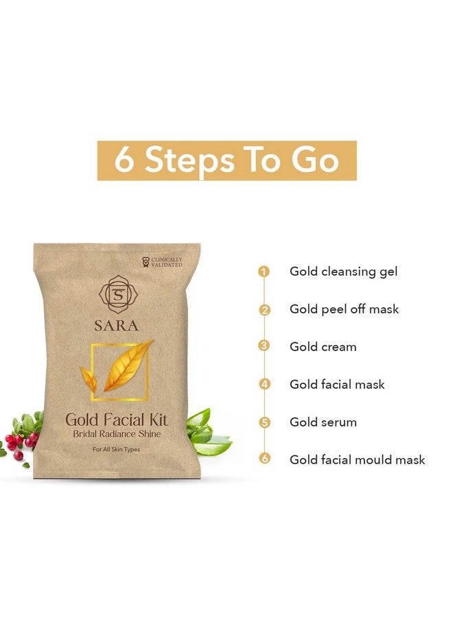 SARA SOUL OF BEAUTY - Sara Gold Facial Kit, 43Gm | With 6 Easy Step Organic Facial Kit For Natural Golden Glow & Radiant Skin + Sara D-Tan Pedicure Manicure Kit For Soft & Relaxed Hands And Feet, (2 X 50Gm) - Image 1