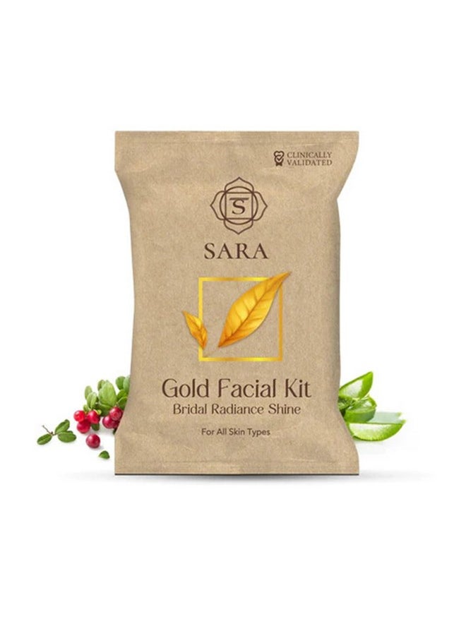 SARA SOUL OF BEAUTY - Sara Gold Facial Kit, 43Gm | With 6 Easy Step Organic Facial Kit For Natural Golden Glow & Radiant Skin + Sara D-Tan Pedicure Manicure Kit For Soft & Relaxed Hands And Feet, (2 X 50Gm) - Image 1