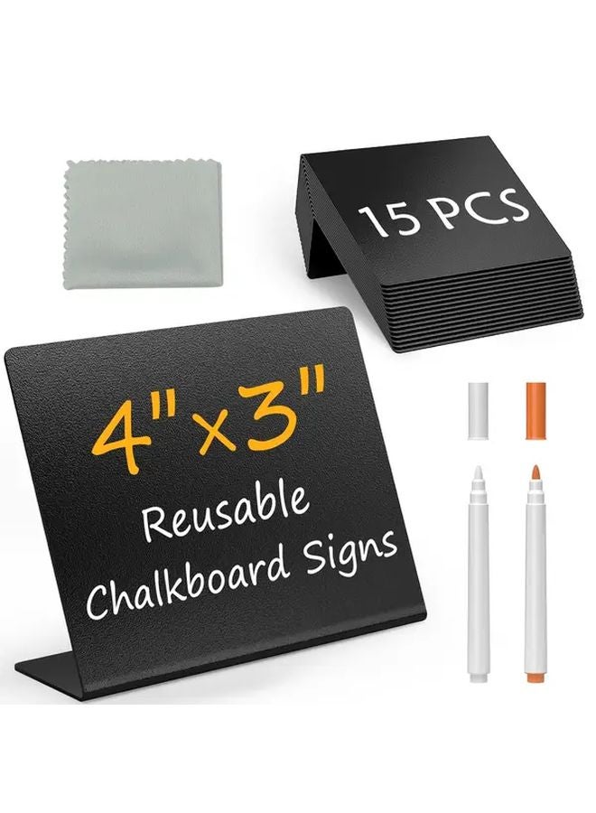 30 قطعة من لوحات الإعلانات المصغرة السوداء القابلة لإعادة الاستخدام، ألواح عرض بلاستيكية لأرقام الطاولات - Image 2