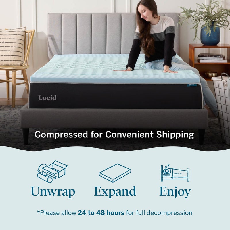 LUCID 2 Inch Gel Memory Foam Mattress Topper, Queen size â€“ 5 Zones â€“ Cooling Gel Infusion â€“ CertiPur Certified Foam - Image 4