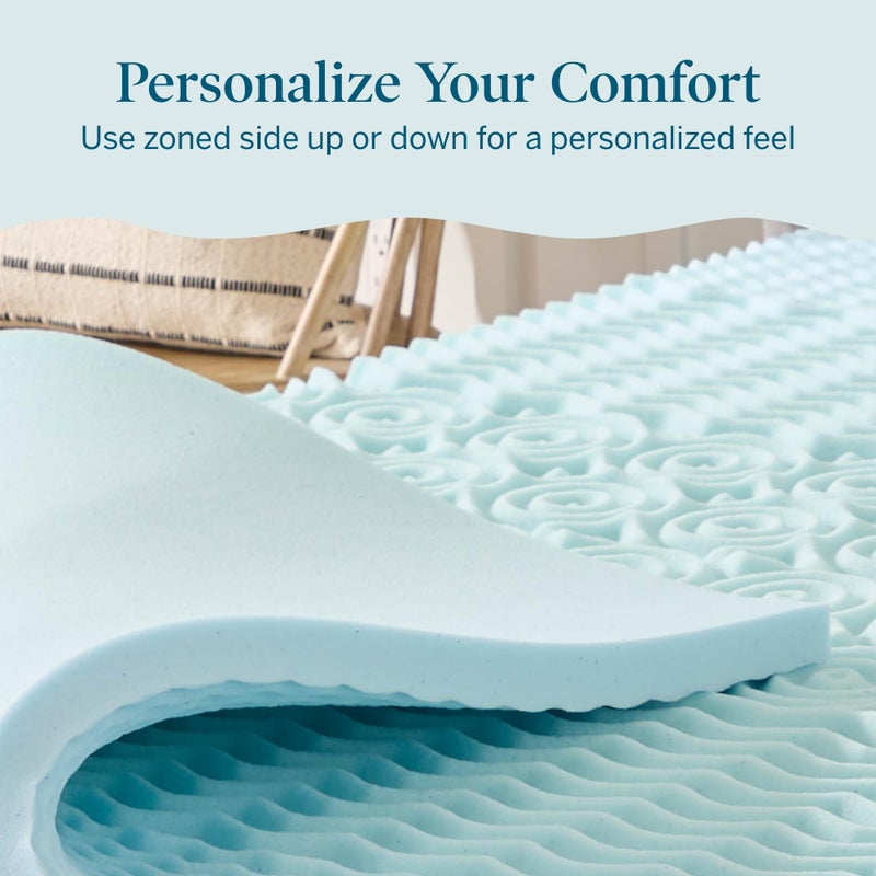 LUCID 2 Inch Gel Memory Foam Mattress Topper, Queen size â€“ 5 Zones â€“ Cooling Gel Infusion â€“ CertiPur Certified Foam - Image 5