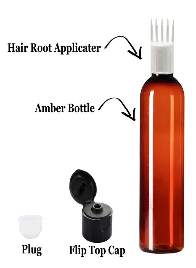 PHARCOS Hair Root Applicator (White) with Amber Bottle, Flip-top Cap, Plug for applying Hair Oil,Hair Dye,Shampoos, DIY care and Medicine Directly on Scalp and Hair Roots 200 ml (Pack of 1- Amber) - Image 3