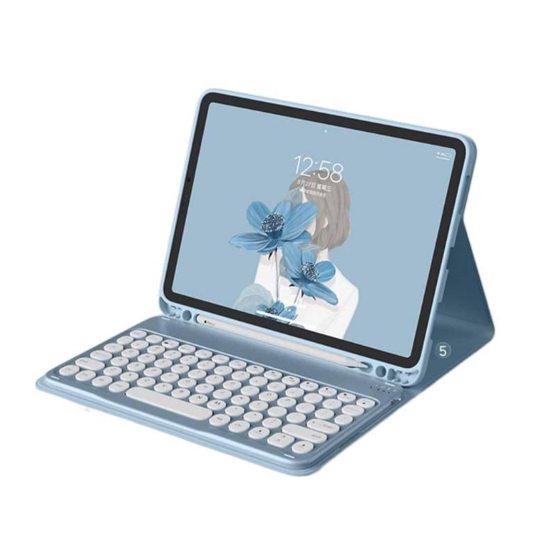DGG حافظة سامسونج تاب بلوحة مفاتيح متوافقة مع Samsung Galaxy Tab S9 FE / Samsung Galaxy Tab A7 باللون بنفسجي مع غطاء حماية ووظيفة حامل وحمل يومي للتابلت بوظيفة حامل باللون البنفسجي Sa. - Image 2