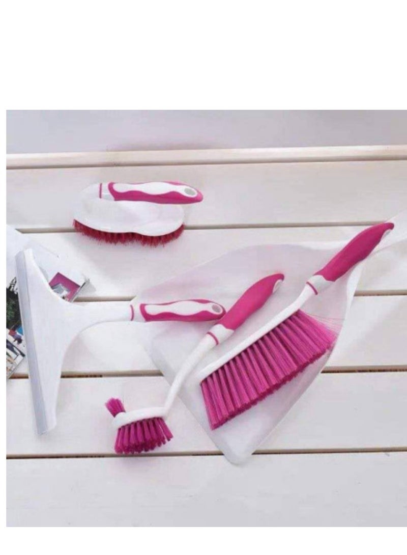 جاروف بلاستيك بمقبض ناعم و فرشاة كنس لجميع الاسطح و فرشاة السجاد و فرشاة الحمام - Image 3