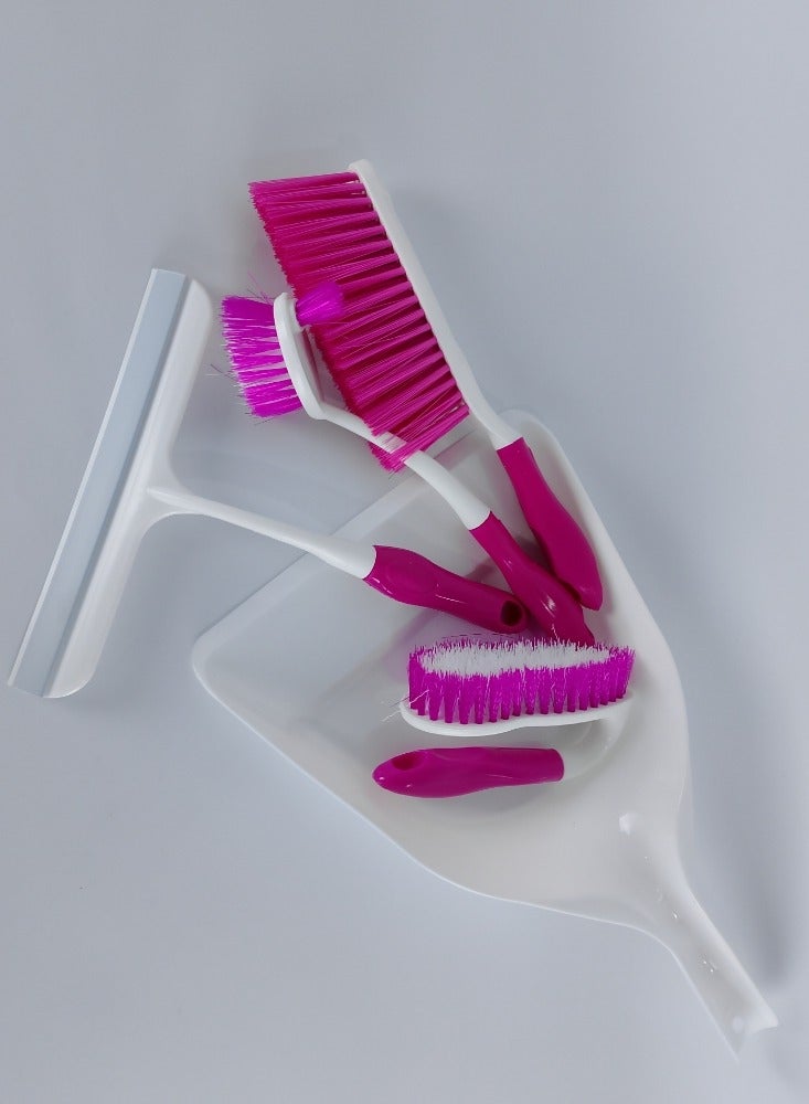 جاروف بلاستيك بمقبض ناعم و فرشاة كنس لجميع الاسطح و فرشاة السجاد و فرشاة الحمام - Image 1