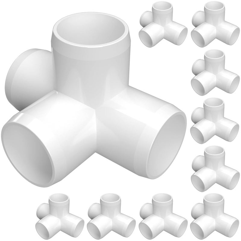FORMUFIT 1/2” 4-Way Tee Furniture Grade PVC Fitting in White, Made in USA, UV-Resistant, Impact-Proof, 0.840” Actual Socket Diameter (Pack of 10) - F0124WT-WH-10 - Image 1