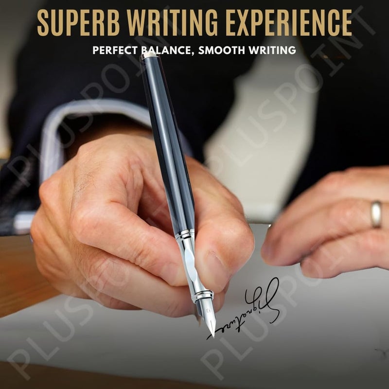 PLUSPOINT قلم حبر سائل للطلاب | قلم حبر سائل مع رأس إيريديوم قابل لإعادة التعبئة مع 2 عبوة حبر | هدية قرطاسية للمكتب للأطفال | مثالي للاستخدام في المكتب والمدرسة (فانتوم)، أزرق - Image 4