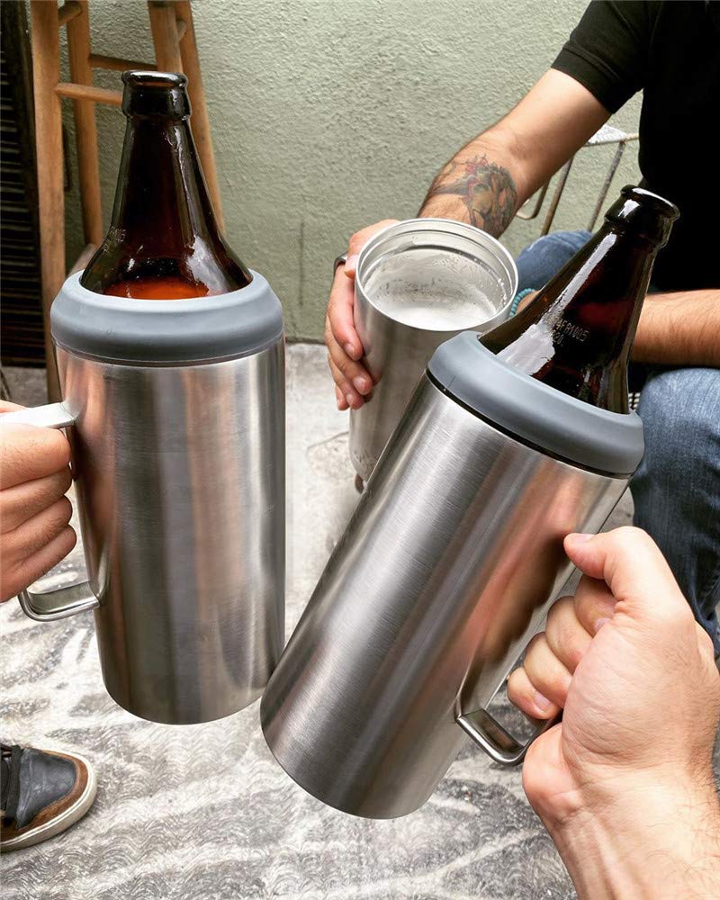 Gteller 40oz stainless steel cooler, double walled vacuum insulated bottle holder&keeper (Silver) - Image 4
