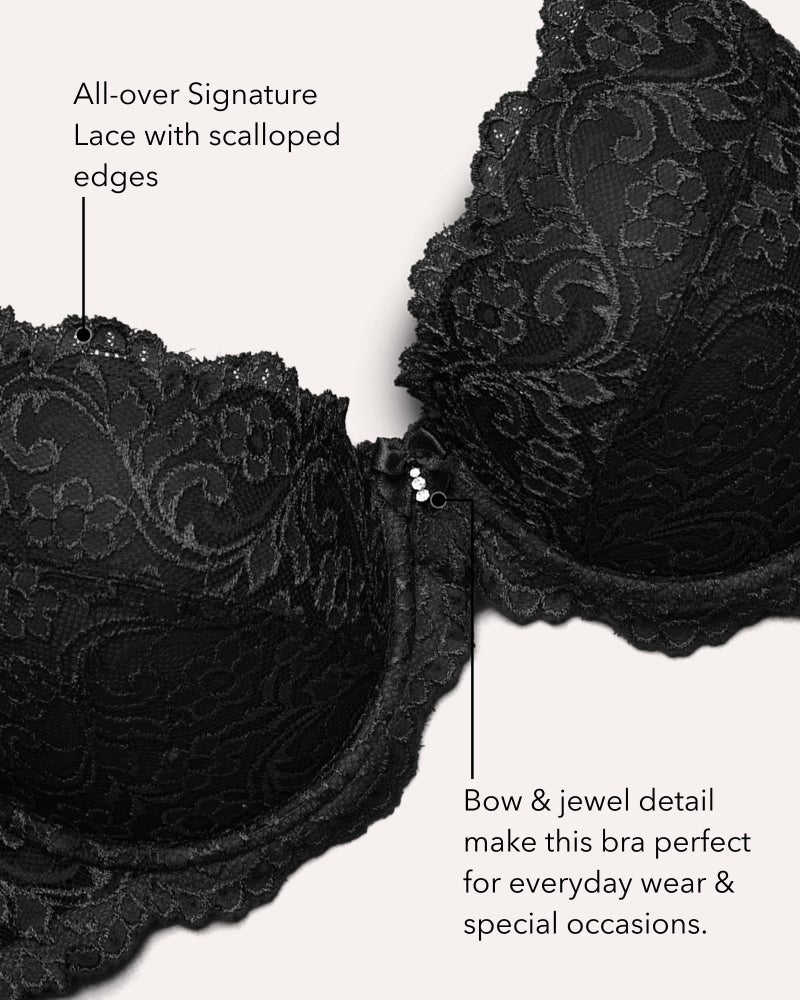 Smart & Sexy Womens Signature Lace Push-up Push Up Bra, Black Hue (Mesh), 34B US - Image 2