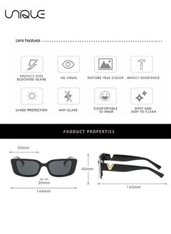 Unique 2 pieces - Sun Glasses, Vintage Rectangular Sun Glasses - Women's and Men's Vintage Small Square Sun Glasses - UV400 Protection, 90's Fashion Narrow Square Frame  - Image 4