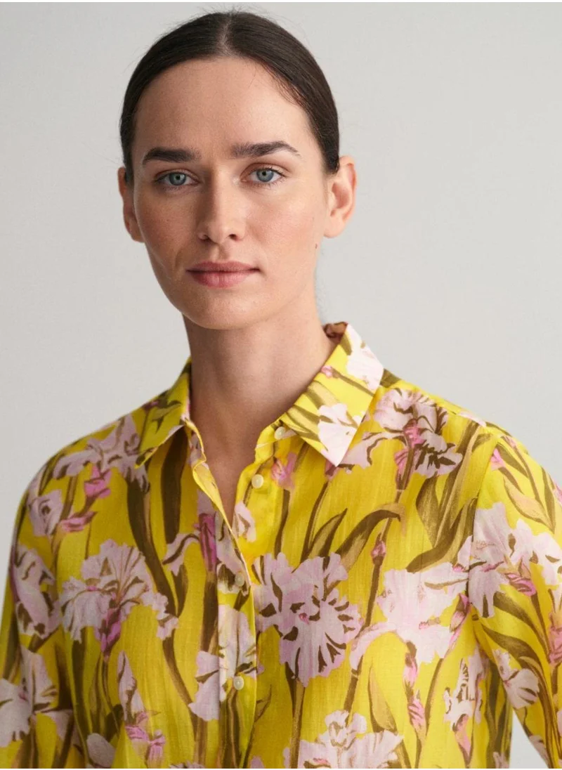 غانت Gant Regular Fit Iris Print Cotton Silk Shirt