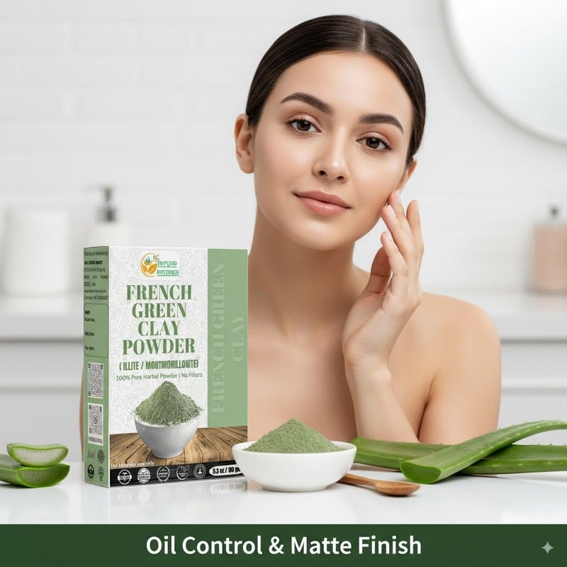 Herbs Botanica French Green Clay Powder 100% Pure & Natural Montmorillonite Clay for Face Masks, Skincare, and DIY Beauty Finely Ground Green Kaolin Clay 5.3 oz Resealable Pack - Image 3