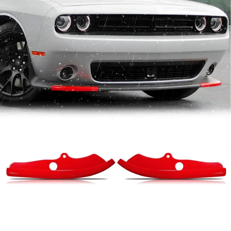 SOSEGA Front Bumper Lip Splitter Protector Cover Replacement Part for 20152023 Dodge Challenger Scat Pack RT GT SRT Not for PlusWidebody 2pcsSet Red
