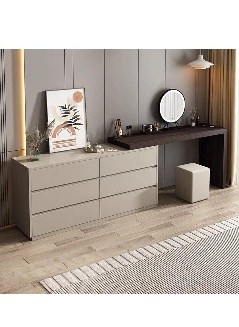 Neo Front - Neo Front Dressing Table Cosmetic Table with Drawers, Stool, Dressing Table, Vanity Desk with Storage Shelf and  7 Drawers, Bedroom Dressing Table DB-T008 - Image 1