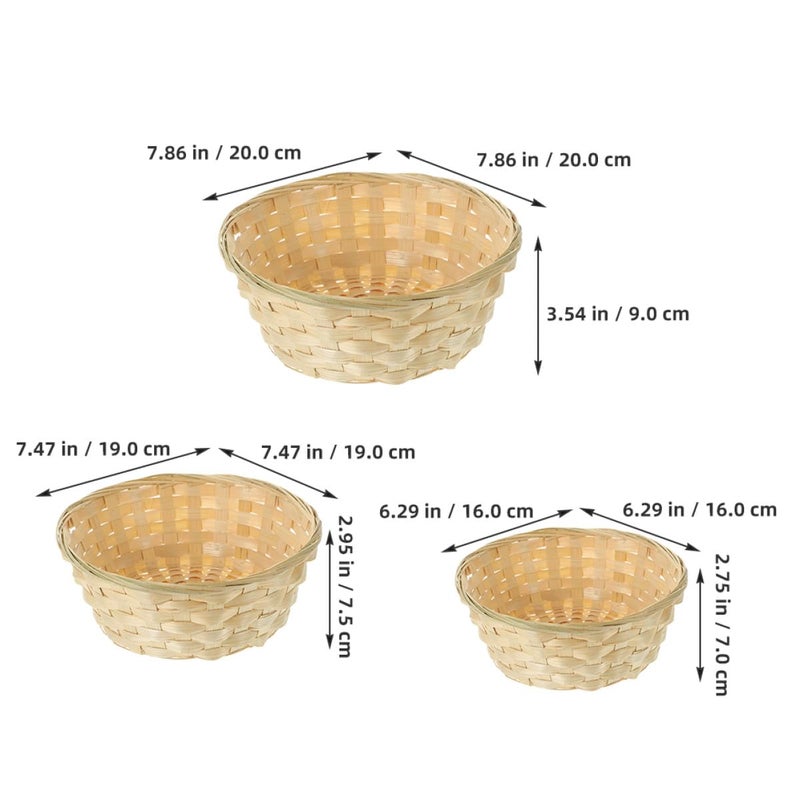 Handwoven Natural Rattan Storage Baskets Set Of 3 Multipurpose Kitchen And Living Room Organizer - Image 3