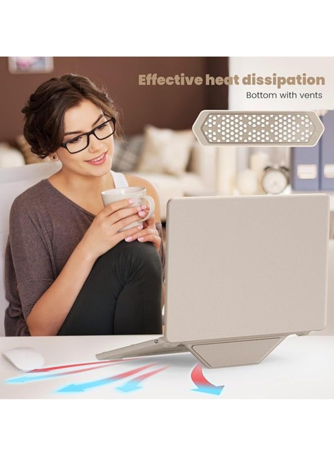 عام حالة متوافقة مع MacBook Air 13.6 2024/2022 (M2 A2681/M3 A3113)، حالة أولاد من الجلد الفاخر + PC رفيع مع تبريد حراري، حالة واقية كاملة مع حامل. - Image 2