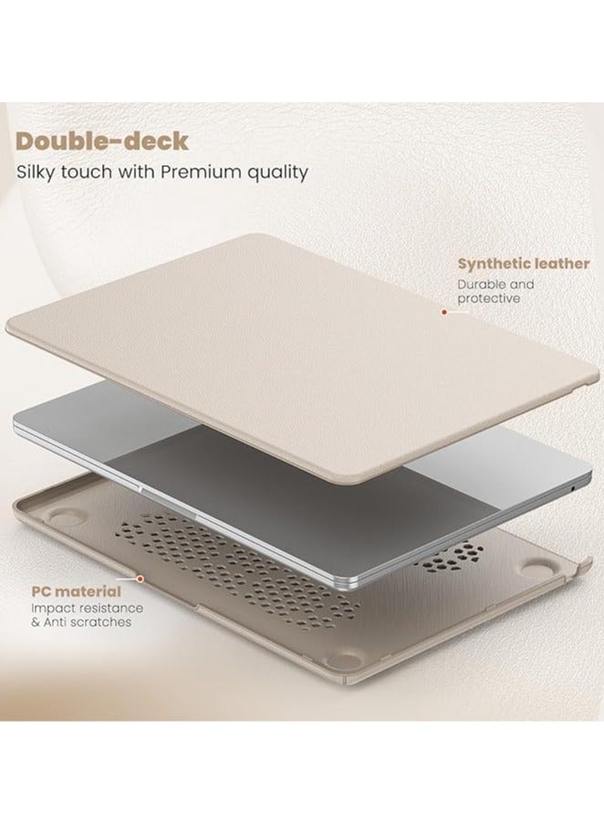 عام حالة متوافقة مع MacBook Air 13.6 2024/2022 (M2 A2681/M3 A3113)، حالة أولاد من الجلد الفاخر + PC رفيع مع تبريد حراري، حالة واقية كاملة مع حامل. - Image 3