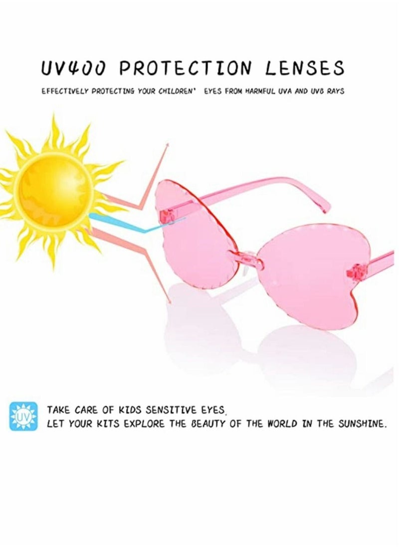 Generic - Kids Sunglasses 2 Pcs Rimless Butterfly Shaped Child Sunglasses Polarized Sunglasses Neon Sunglasses UV Protection for Kids Boys Girls of 3-10 Years Old Birthday Party Beach Pool Supplies - Image 1