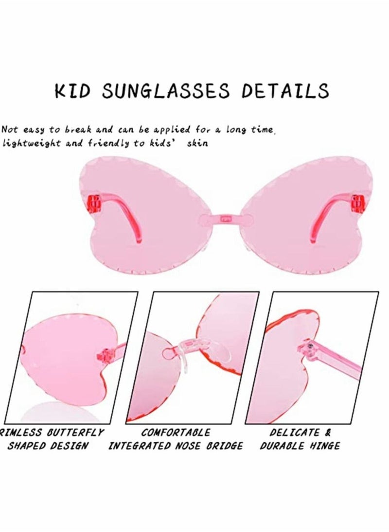 Generic - Kids Sunglasses 2 Pcs Rimless Butterfly Shaped Child Sunglasses Polarized Sunglasses Neon Sunglasses UV Protection for Kids Boys Girls of 3-10 Years Old Birthday Party Beach Pool Supplies - Image 1