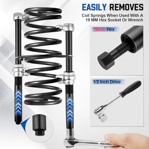 YEYETUO 2 PCS Coil Spring Compressor Tool, Automotive Strut Spring Compressor, Heavy Duty Strut Spring Compression with Safety Jaws and Holder, Spring Compressor Tool 2205 LB Capacity - Image 3
