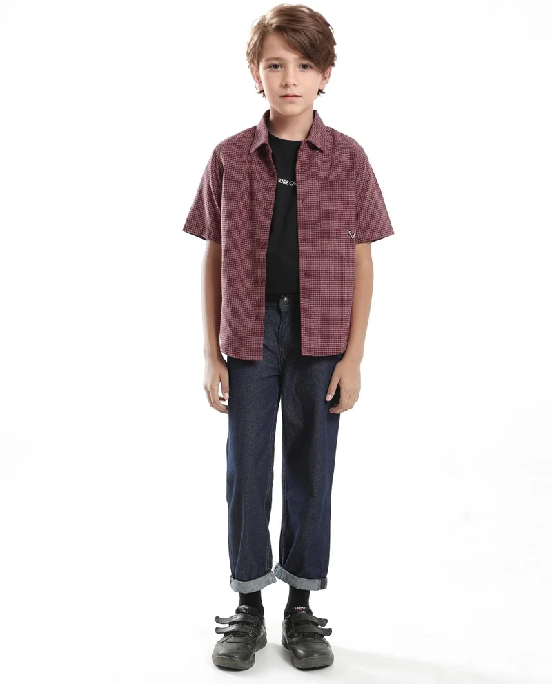 رير ونز Rare Ones Kids Dornt Rust Cotton Half Sleeve Button Printed Regular Fit Shirt