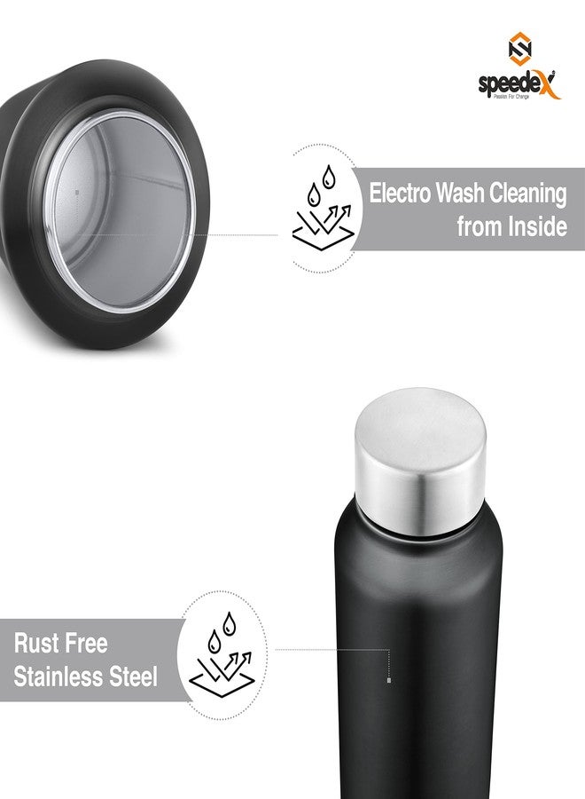 سبيديكس زجاجة مياه رياضية/للثلاجة من الفولاذ المقاوم للصدأ من Speedex، معتمدة من BIS، سعة 1 لتر، بغطاء لولبي - 1000 مل | للاستخدام المنزلي، المكتبي، النادي الرياضي، للرجال، النساء، والأطفال - لون أسود - طقم من 3 قطع - Image 5