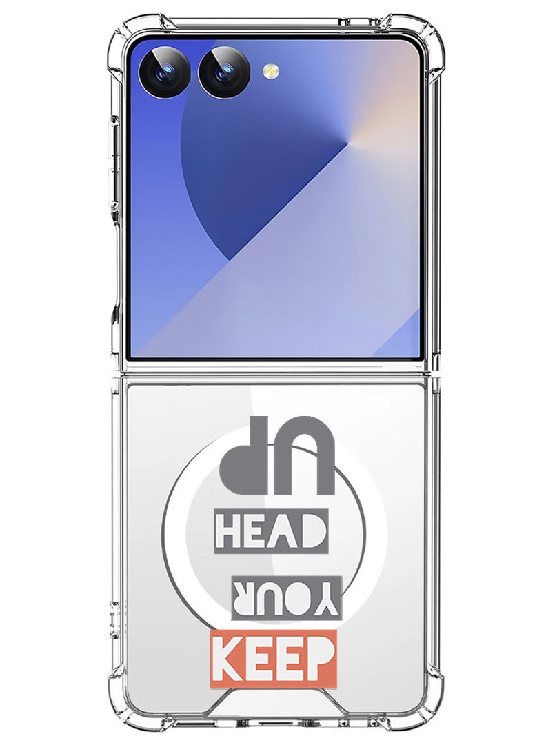 Theodor Magnetic Case for Samsung Galaxy Z Flip 7 Compatible with MagSafe Wireless Charging, Shockproof Phone Bumper Cover Keep your head up - Image 1