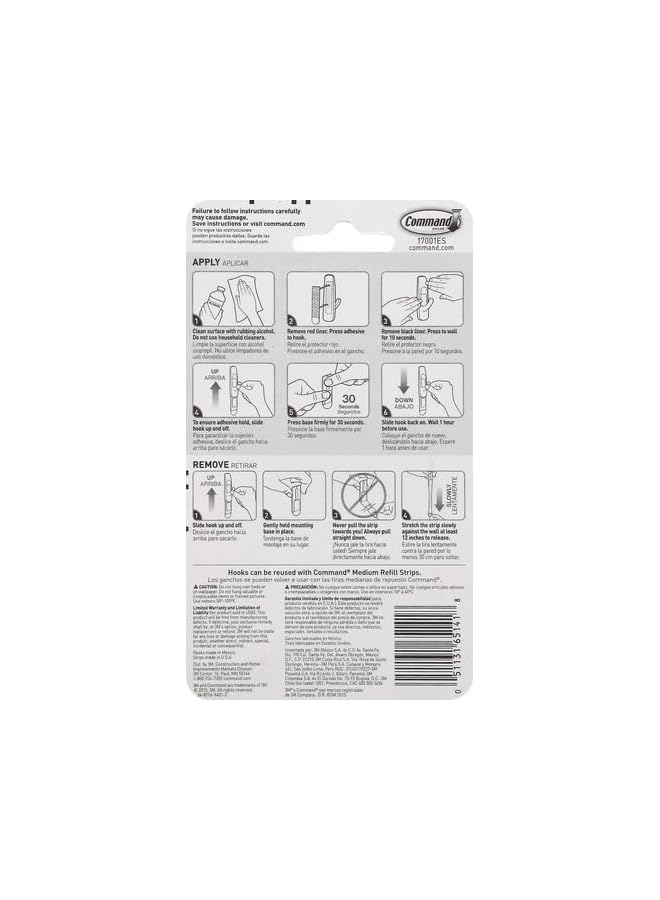 Command Command Utility Medium Hooks White color, 2 hooks + 4 strips/pack | Holds 1.36 kg each hook| Organize | Decoration | No Tools | Holds Strongly | Damage-Free Hanging - Image 3