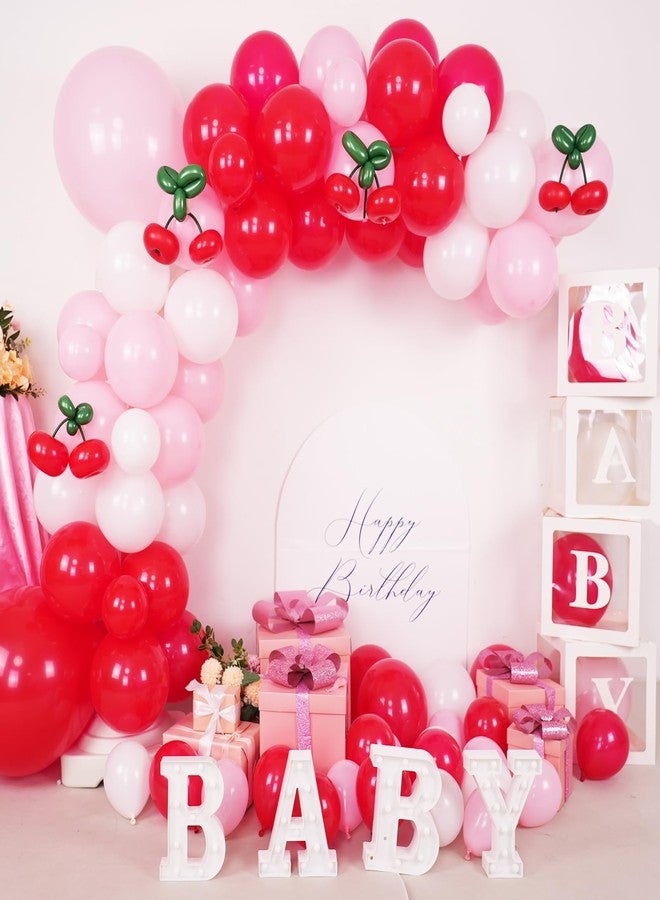 Vibzox Cherry Balloon Garland Arch Kit, Red Pink White Green Long Balloons for Girls Birthday She is Cherry on Top Baby Shower Wedding Bridal Party Decorations - Image 3