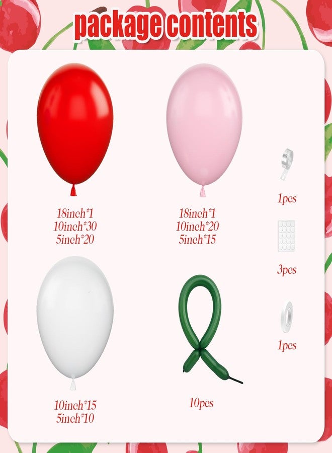 Vibzox Cherry Balloon Garland Arch Kit, Red Pink White Green Long Balloons for Girls Birthday She is Cherry on Top Baby Shower Wedding Bridal Party Decorations - Image 2